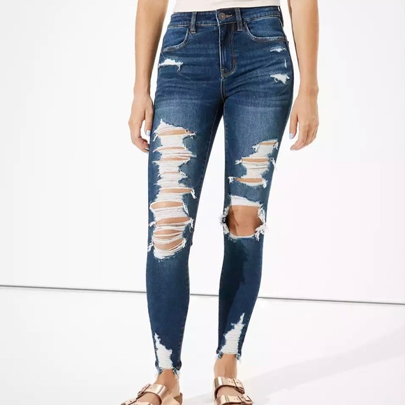 american eagle ripped jeans size 000 short - Picture 3 of 3